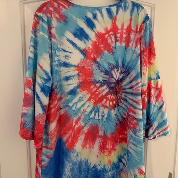Z-Avenue USA Spring Summer Tunic Size XL. Flowy 3/4 sleeves Tie-Dye - Picture 3 of 4